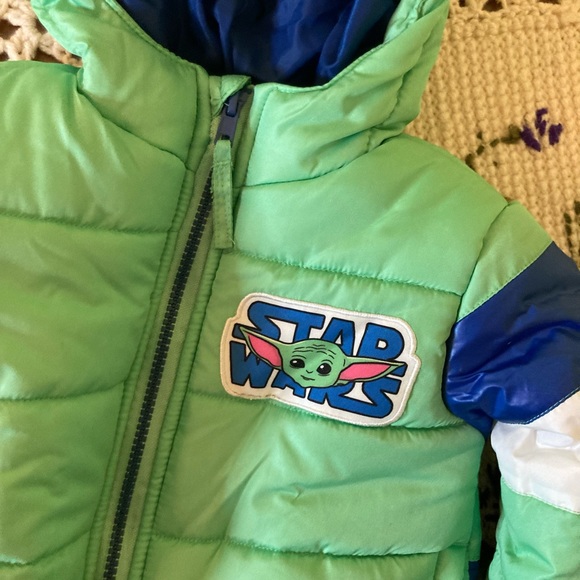 NWT The Mandalorian Green & Blue the Child Hooded Puffer Jacket- Toddler - Picture 6 of 11